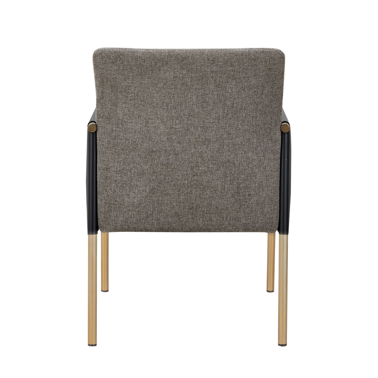 Modrest Engel Modern Dark Grey Vegan Leather & Grey Fabric Antique Brass Dining Chair - Elegant and Sustainable Dining Seating