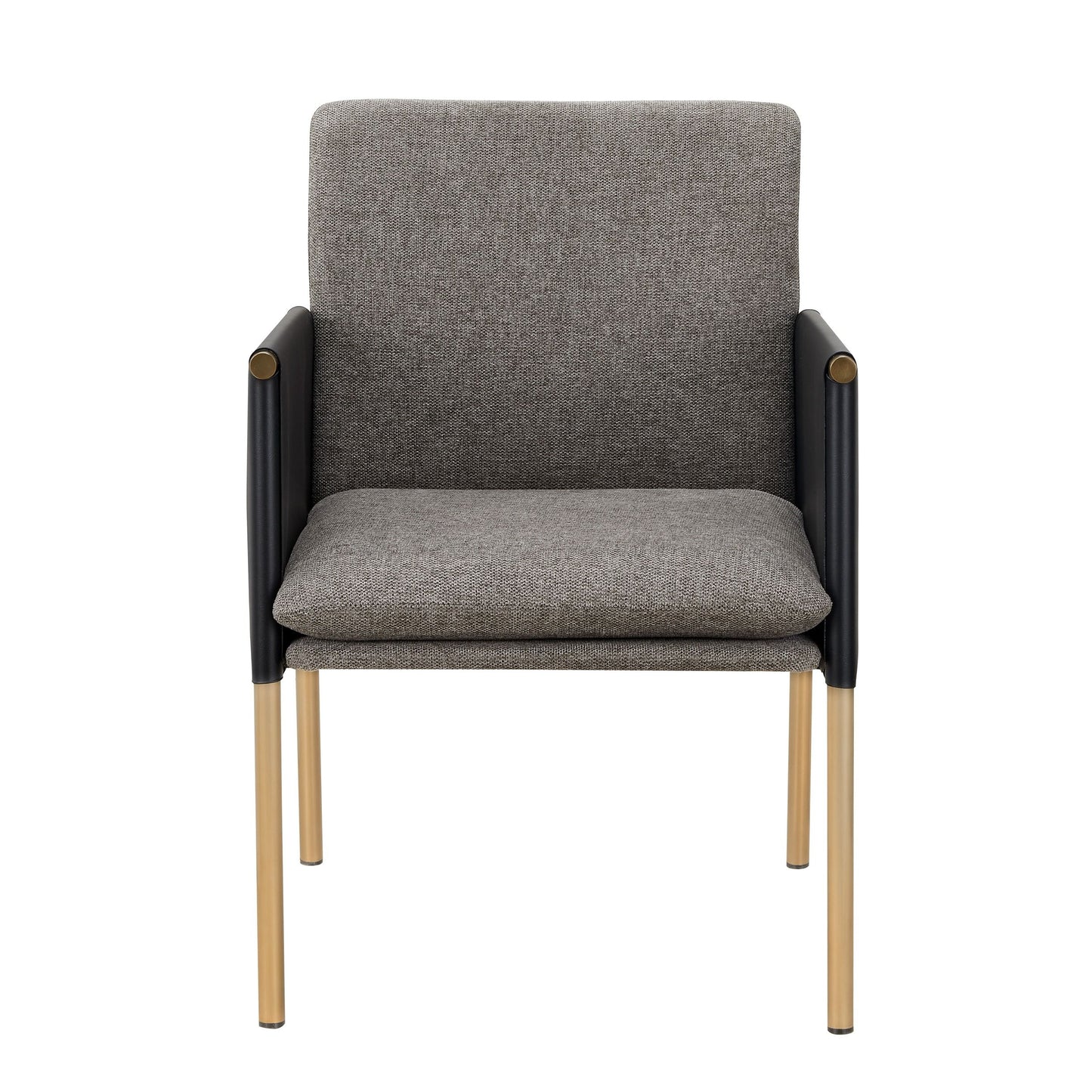 Modrest Engel Modern Dark Grey Vegan Leather & Grey Fabric Antique Brass Dining Chair - Elegant and Sustainable Dining Seating