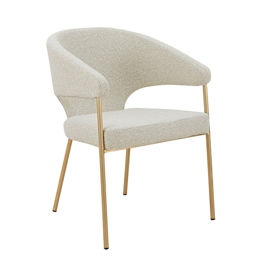 Modrest Claudine Modern Light Grey Fabric & Antique Brass Dining Chair - Stylish and Elegant Dining Seating