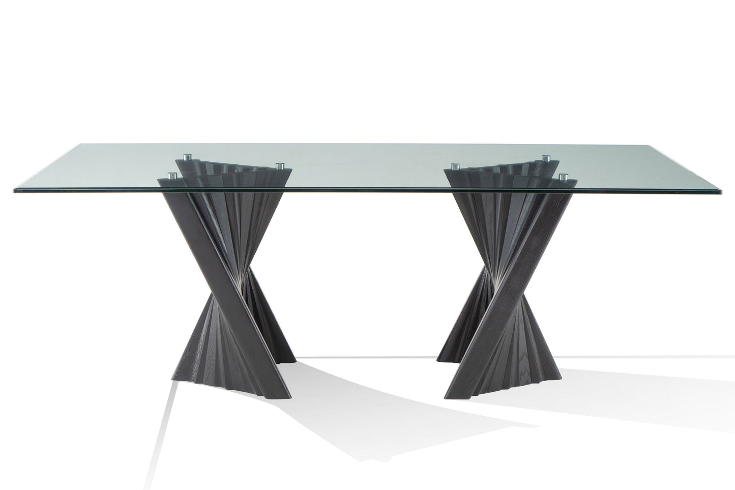 Modrest Corbin Mid-Century Black Ash & Glass Dining Table - Stylish and Elegant Centerpiece for Your Dining Room