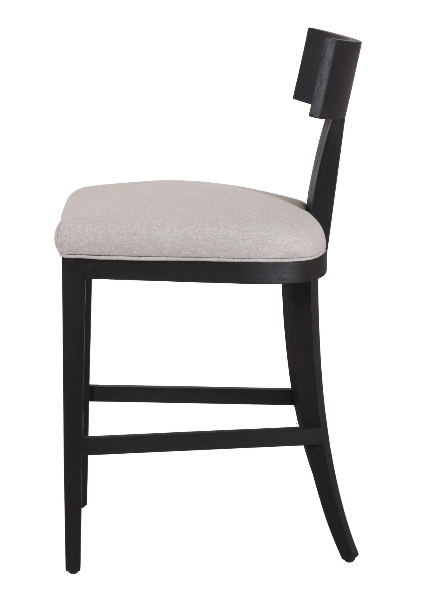 Modrest Fabien Mid-Century Modern Beige Linen + Black Walnut Counter Chair - Elegant and Comfortable Bar Seating