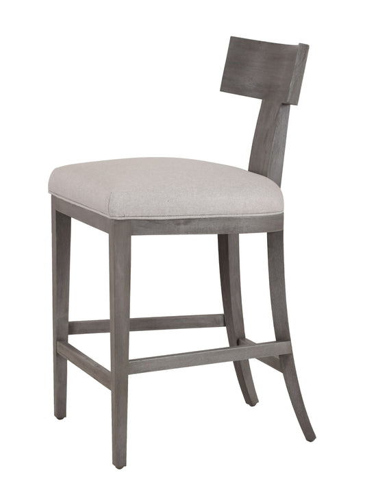 Modrest Fabien Mid-Century Modern Beige Linen + Grey Wash Counter Chair - Stylish and Durable Seating for Your Space