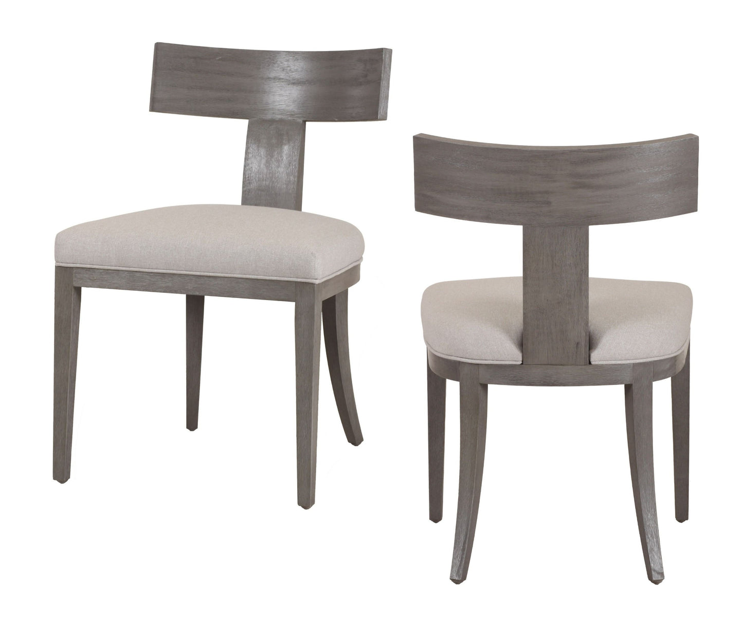 Modrest Fabien Mid-Century Modern Beige Linen + Grey Wash Dining Chair Set of 2 - Elegant and Comfortable Dining Chairs for Any Space