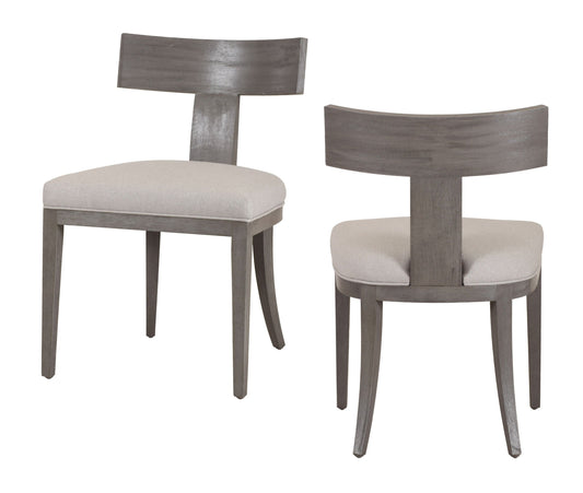 Modrest Fabien Mid-Century Modern Beige Linen + Grey Wash Dining Chair Set of 2 - Elegant and Comfortable Dining Chairs for Any Space
