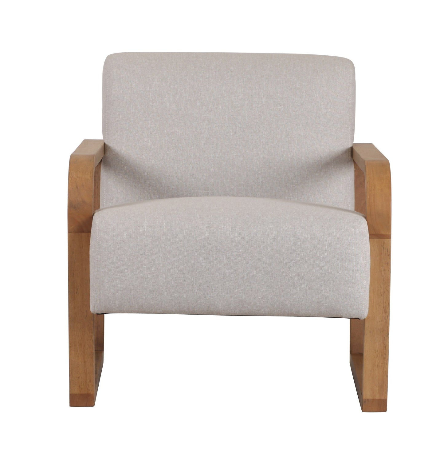 Modrest Sada Mid-Century Modern Beige Linen + Chestnut Accent Chair - Elegant & Cozy Seating for Your Home