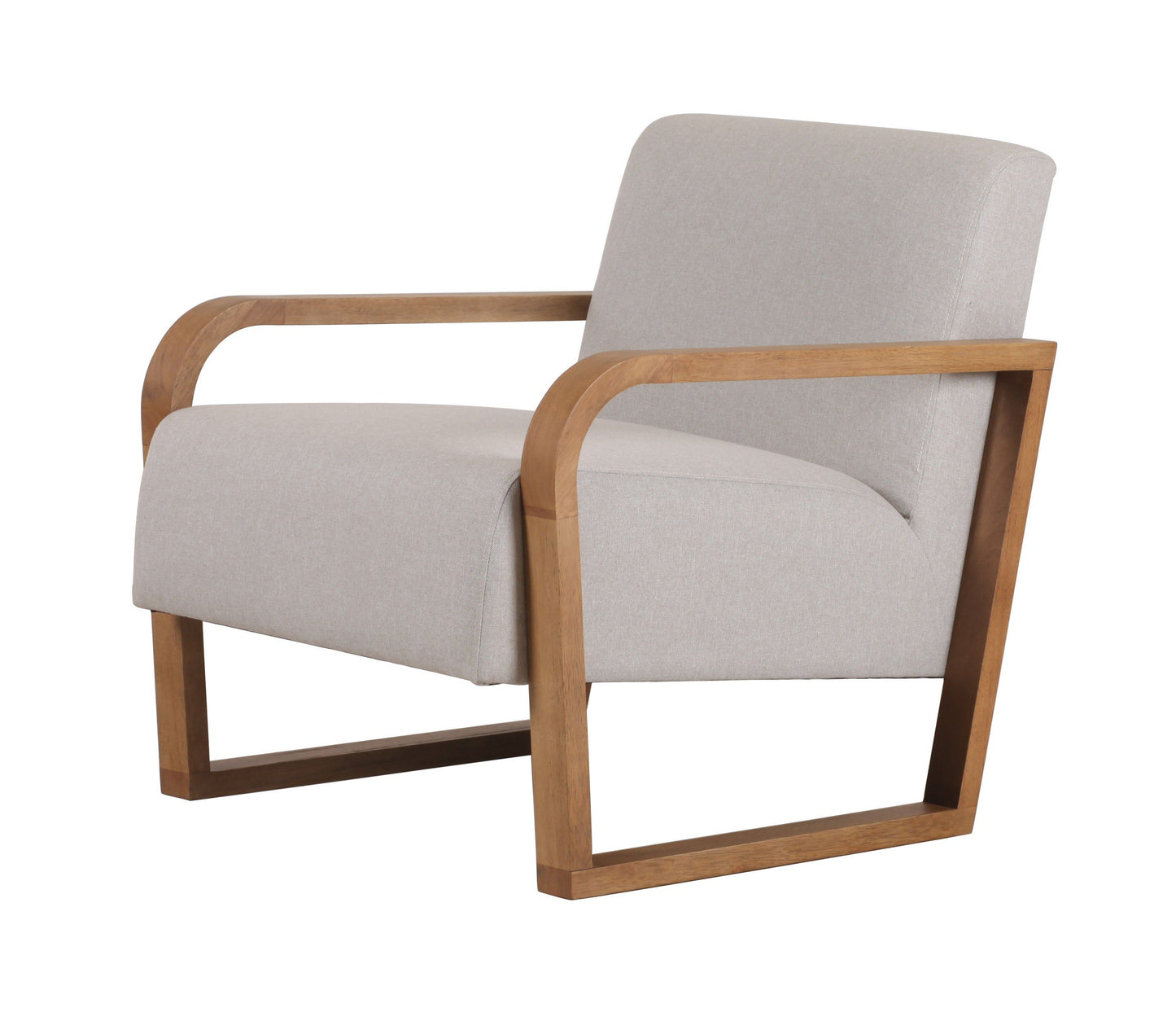 Modrest Sada Mid-Century Modern Beige Linen + Chestnut Accent Chair - Elegant & Cozy Seating for Your Home