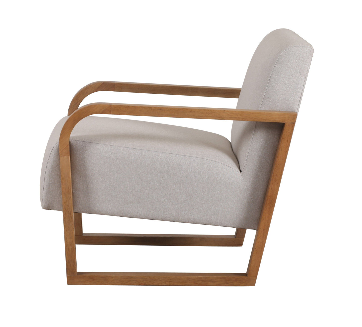 Modrest Sada Mid-Century Modern Beige Linen + Chestnut Accent Chair - Elegant & Cozy Seating for Your Home