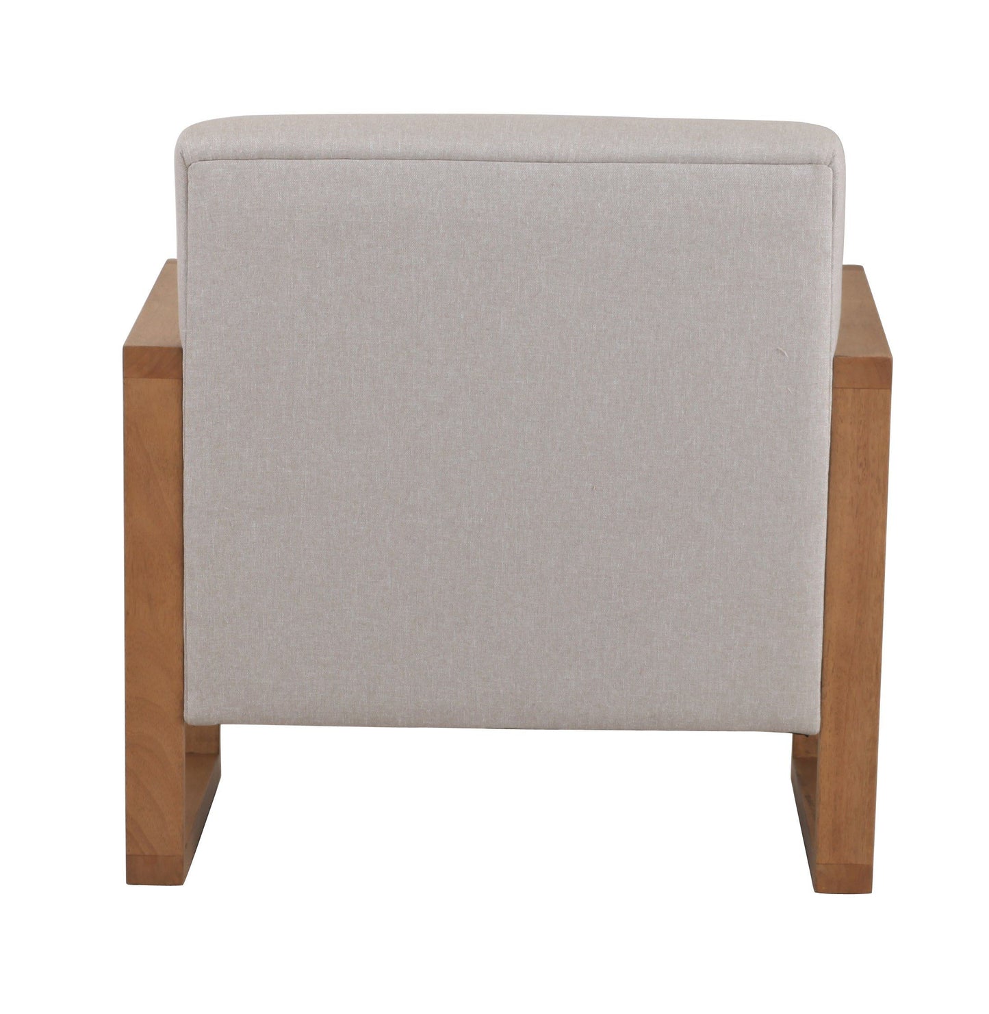 Modrest Sada Mid-Century Modern Beige Linen + Chestnut Accent Chair - Elegant & Cozy Seating for Your Home