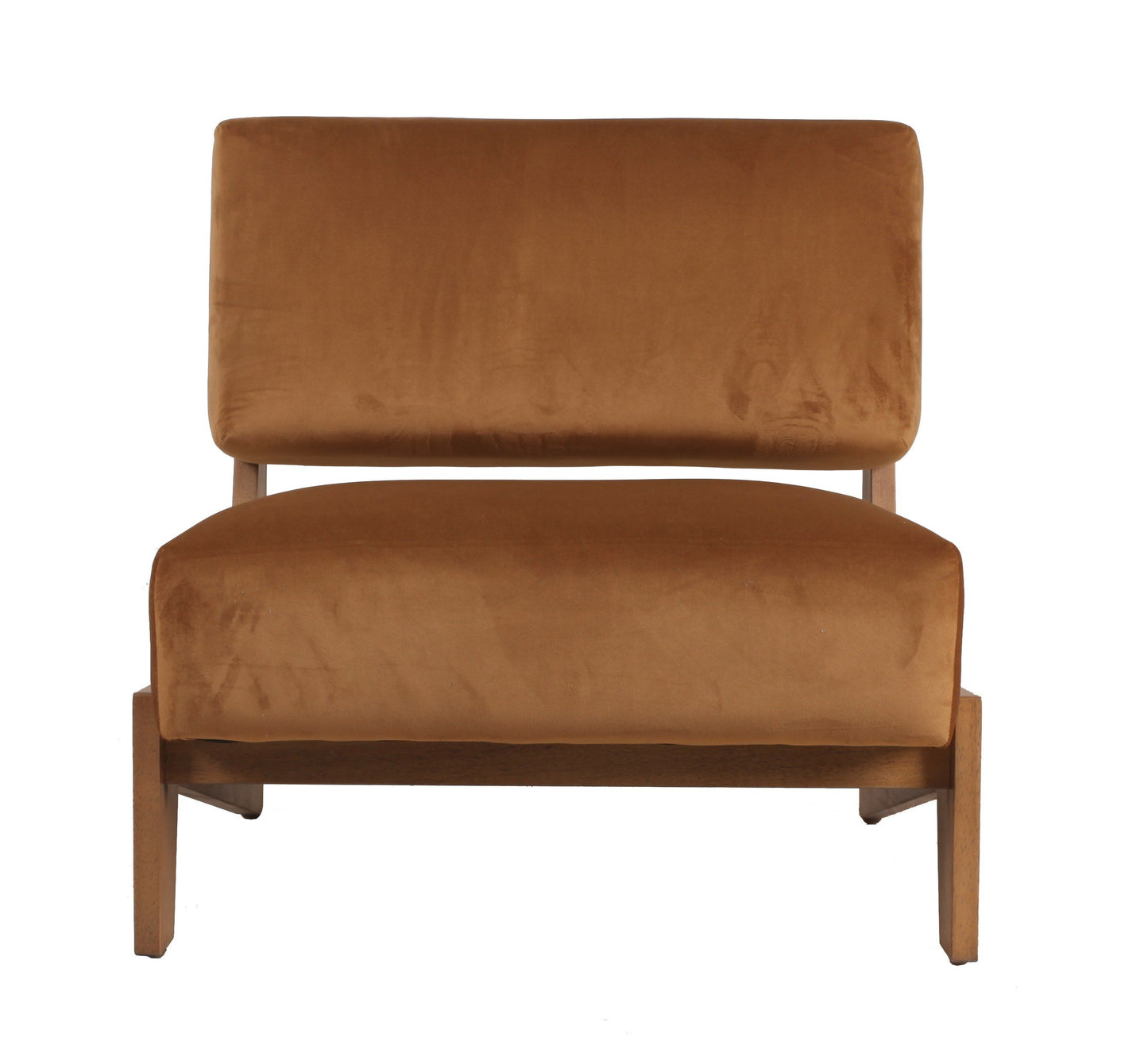 Modrest Tucker Mid-Century Modern Camel Velvet + Chestnut Accent Chair - Stylish & Comfortable Seating for Any Room