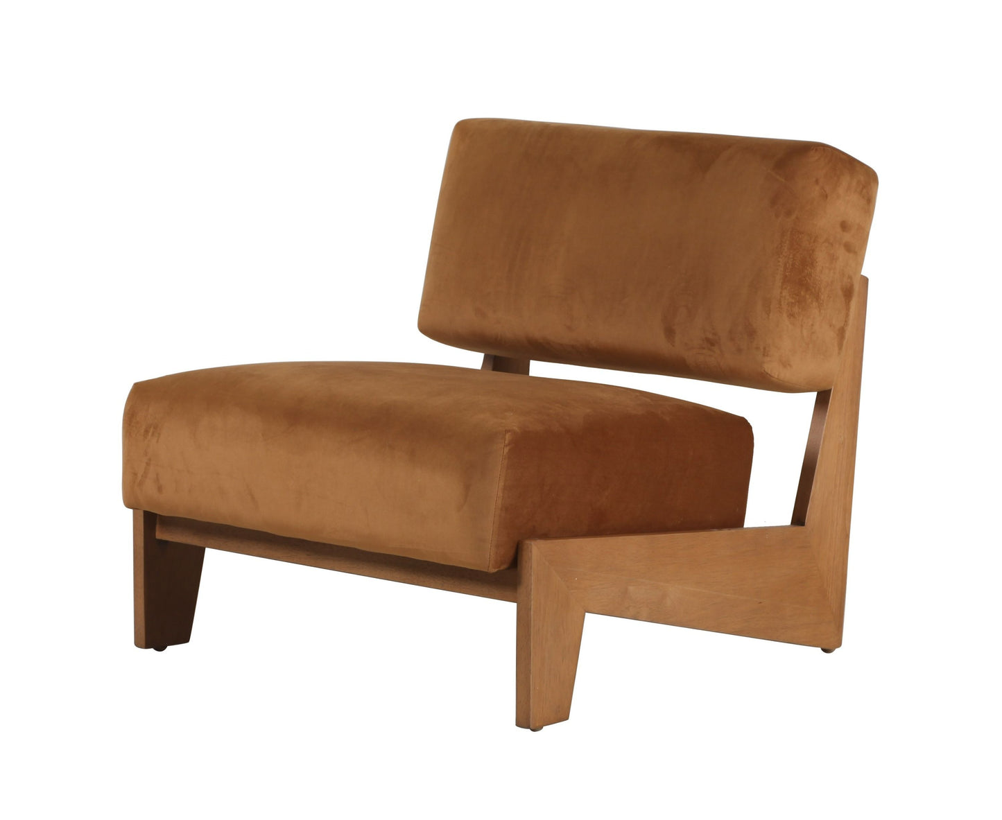 Modrest Tucker Mid-Century Modern Camel Velvet + Chestnut Accent Chair - Stylish & Comfortable Seating for Any Room