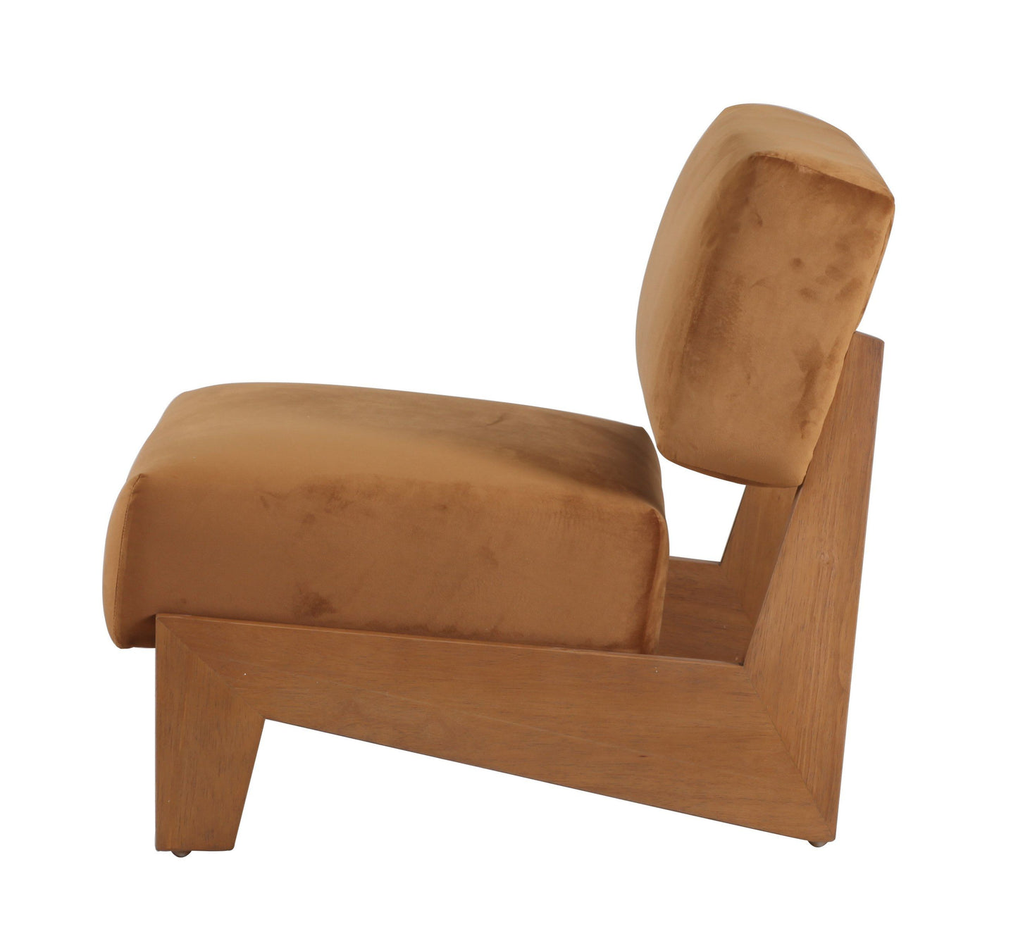 Modrest Tucker Mid-Century Modern Camel Velvet + Chestnut Accent Chair - Stylish & Comfortable Seating for Any Room