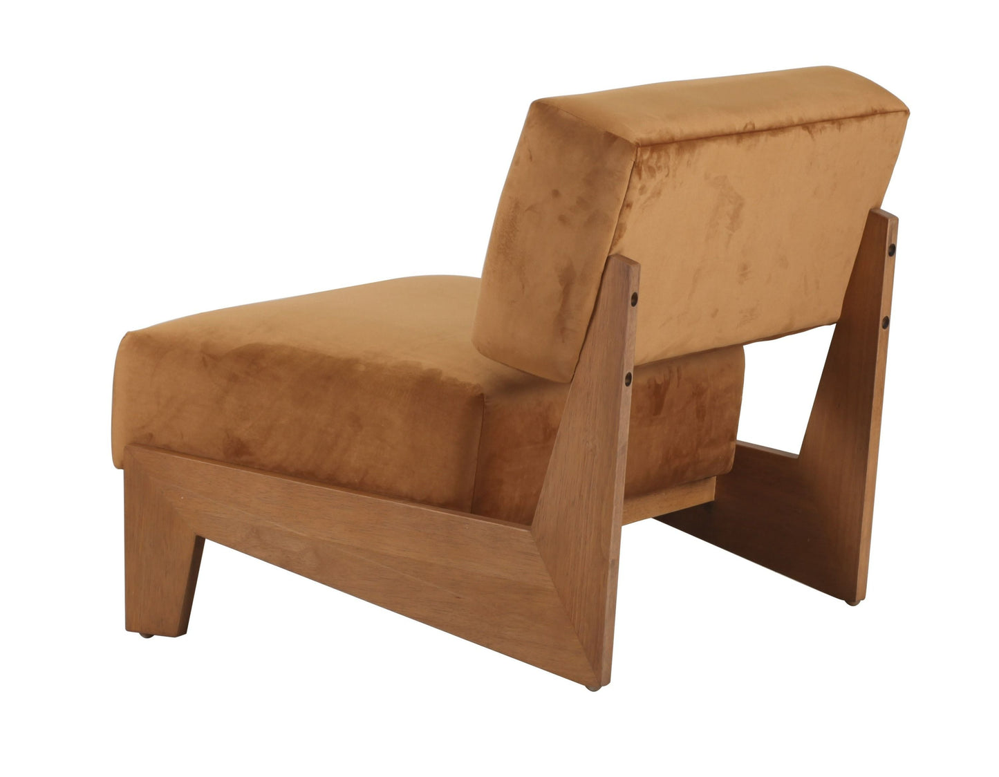 Modrest Tucker Mid-Century Modern Camel Velvet + Chestnut Accent Chair - Stylish & Comfortable Seating for Any Room