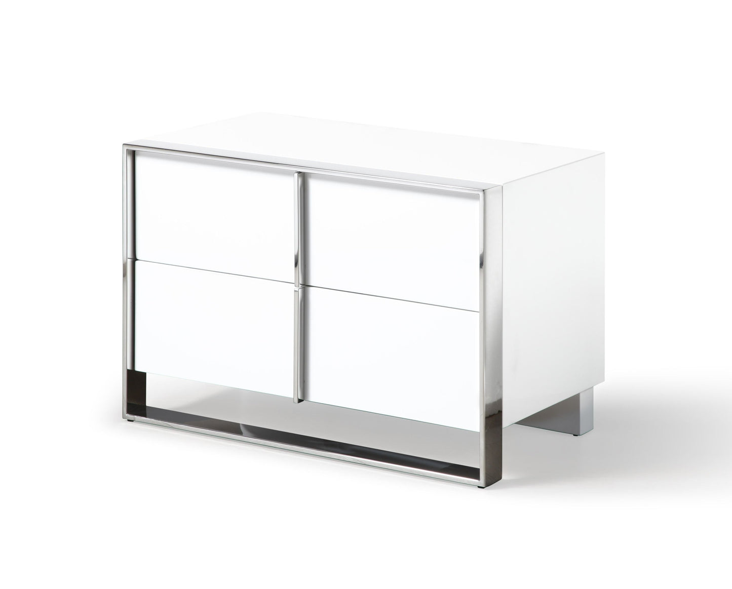 Modrest Cartier Modern White Vegan Leather + Stainless Steel Bedroom Set β Sleek and Luxurious Contemporary Furniture for Modern Bedrooms