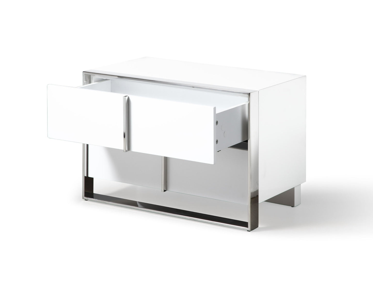 Modrest Cartier Modern White Vegan Leather + Stainless Steel Bedroom Set β Sleek and Luxurious Contemporary Furniture for Modern Bedrooms