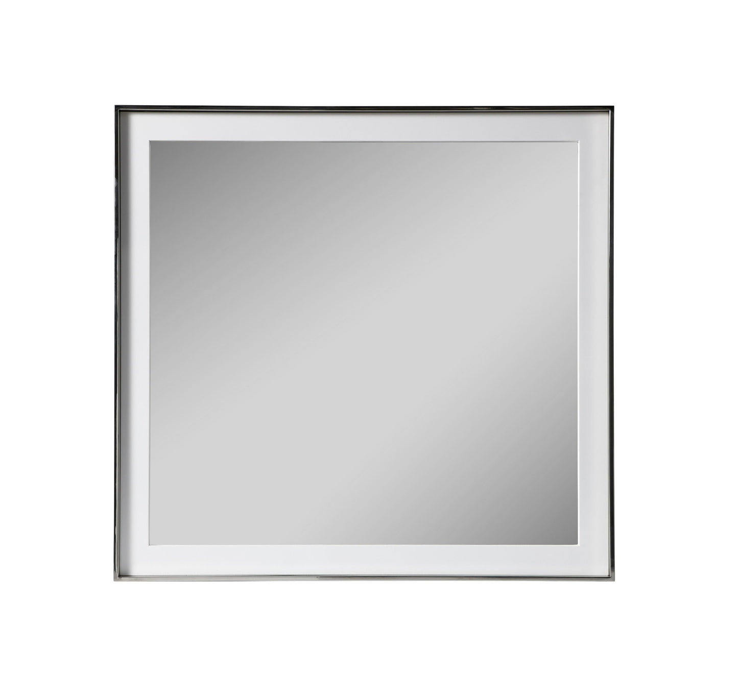 Modrest Cartier Modern White + Stainless Steel Mirror β Sleek and Contemporary Accent for Modern Bedrooms and Living Spaces