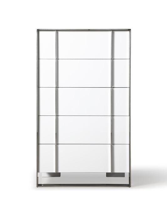 Modrest Cartier Modern White + Stainless Steel Chest β Stylish and Contemporary Storage Solution for Modern Bedrooms