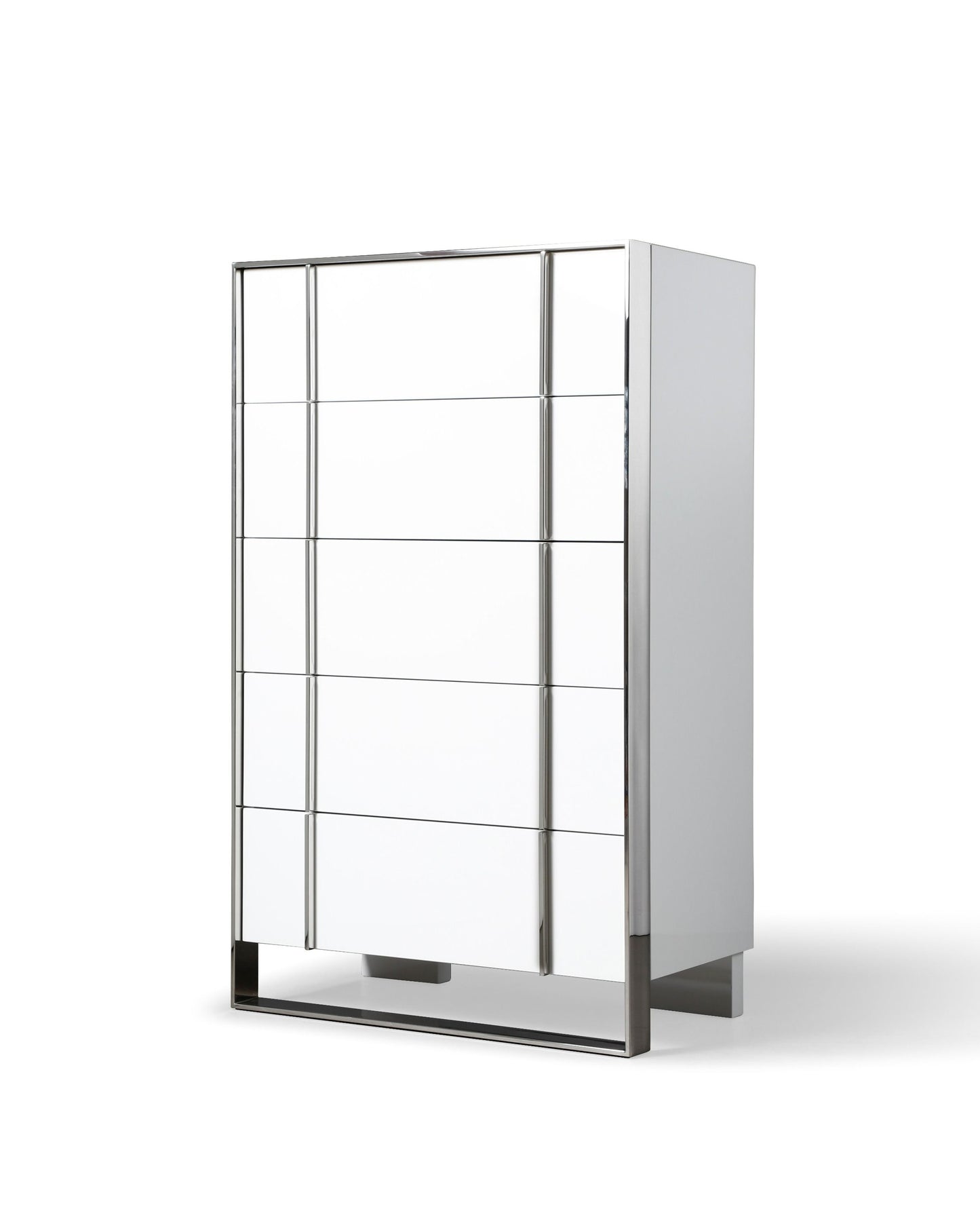 Modrest Cartier Modern White + Stainless Steel Chest β Stylish and Contemporary Storage Solution for Modern Bedrooms