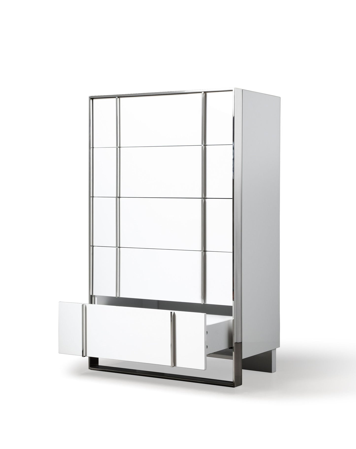 Modrest Cartier Modern White + Stainless Steel Chest β Stylish and Contemporary Storage Solution for Modern Bedrooms