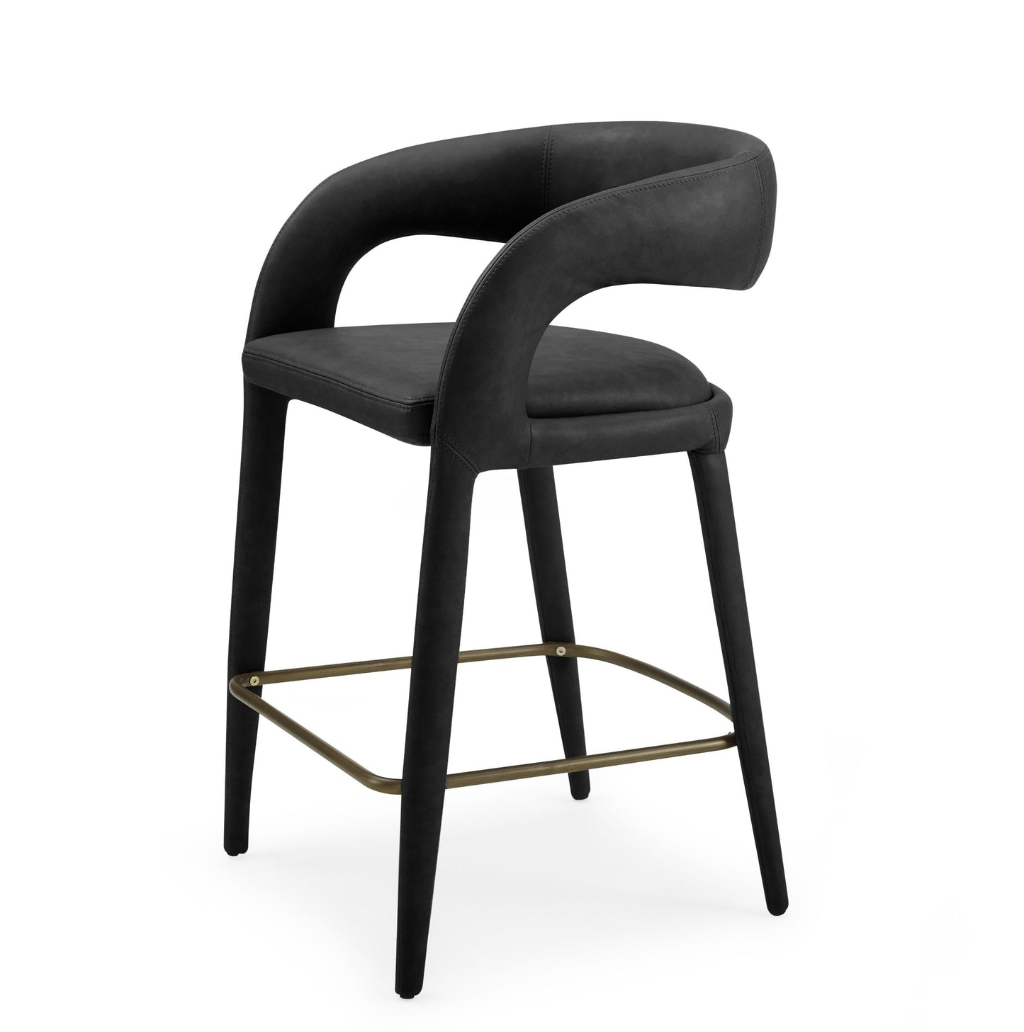 Modrest Faerron - Modern Black Leatherette Counter Chair for Stylish Comfort and Contemporary Elegance