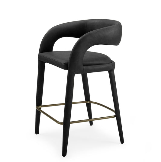 Modrest Faerron - Modern Black Leatherette Counter Chair for Stylish Comfort and Contemporary Elegance