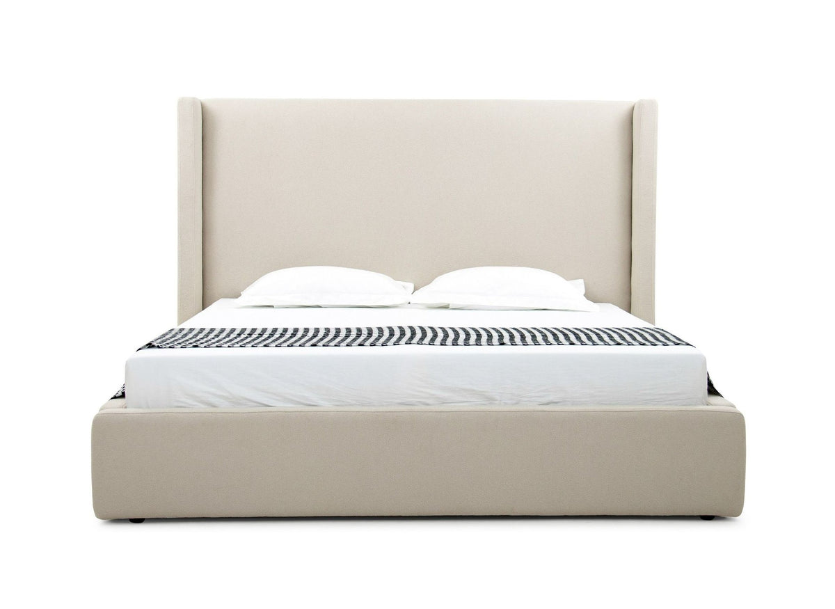 Byrne Beige Fabric Upholstered Platform Bed