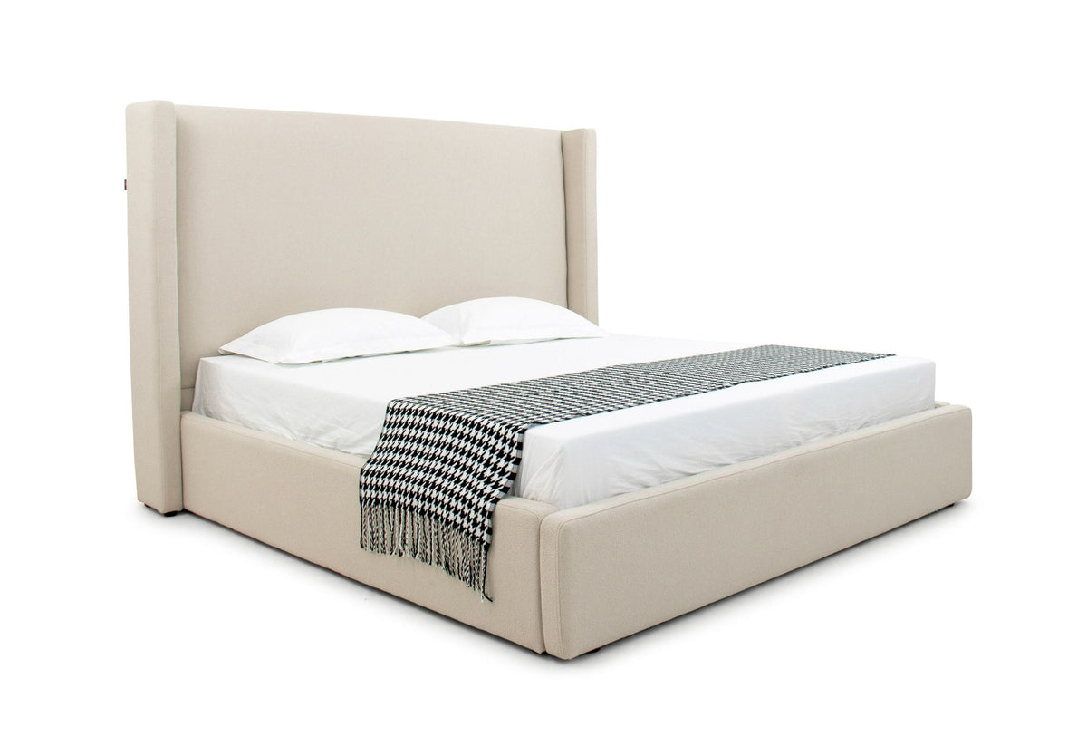 Byrne Beige Fabric Upholstered Platform Bed