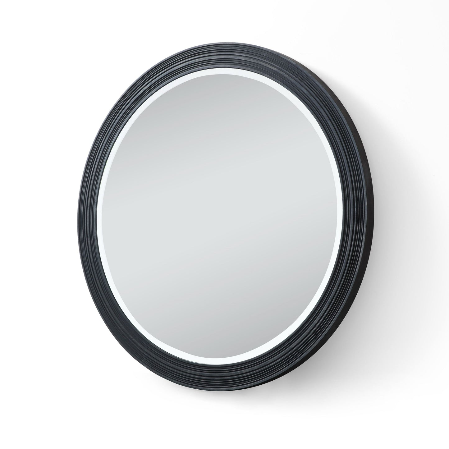 Modrest Cirque Modern Black Ash Round Mirror for Elegant and Contemporary Home Décor