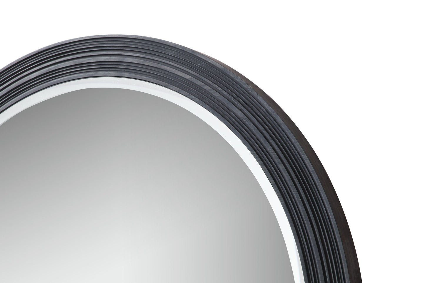 Modrest Cirque Modern Black Ash Round Mirror for Elegant and Contemporary Home Décor