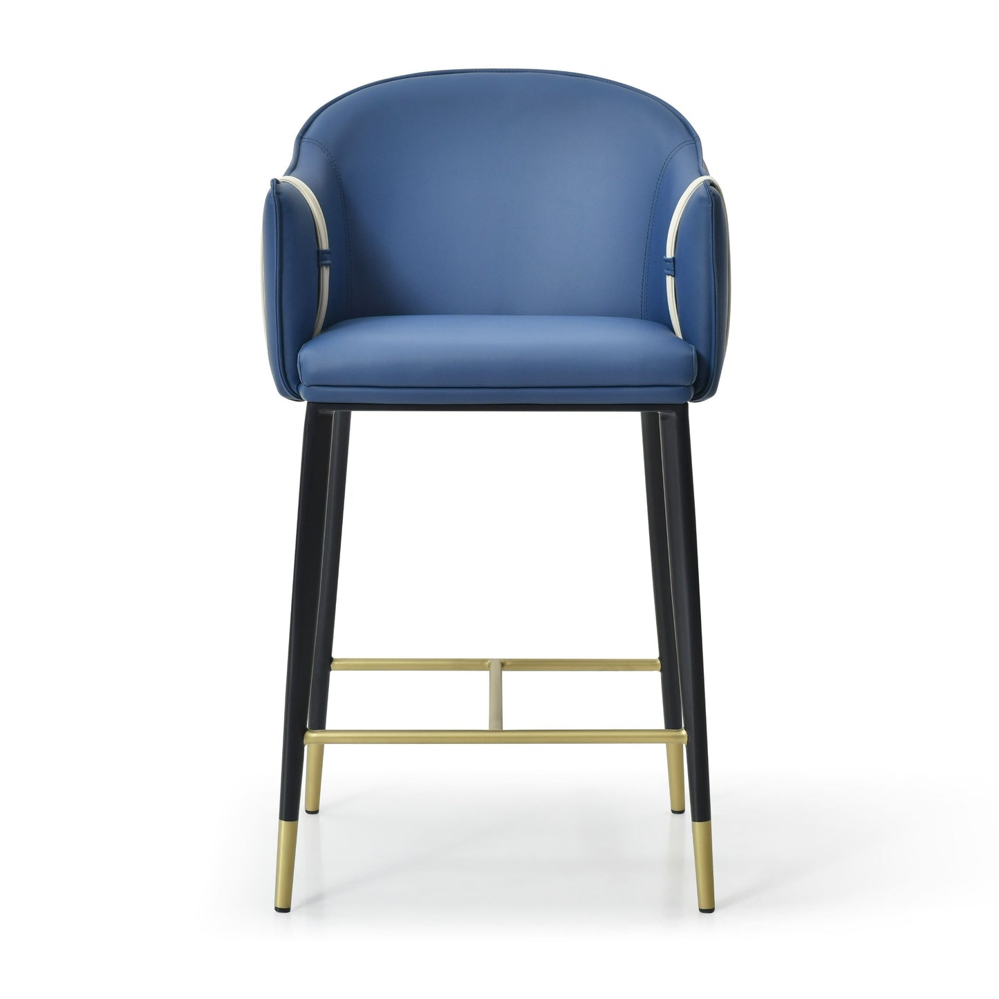 Shop Modrest Calder Modern Vegan Leather Counter Chair - Stylish Blue & Beige Design for Contemporary Kitchens