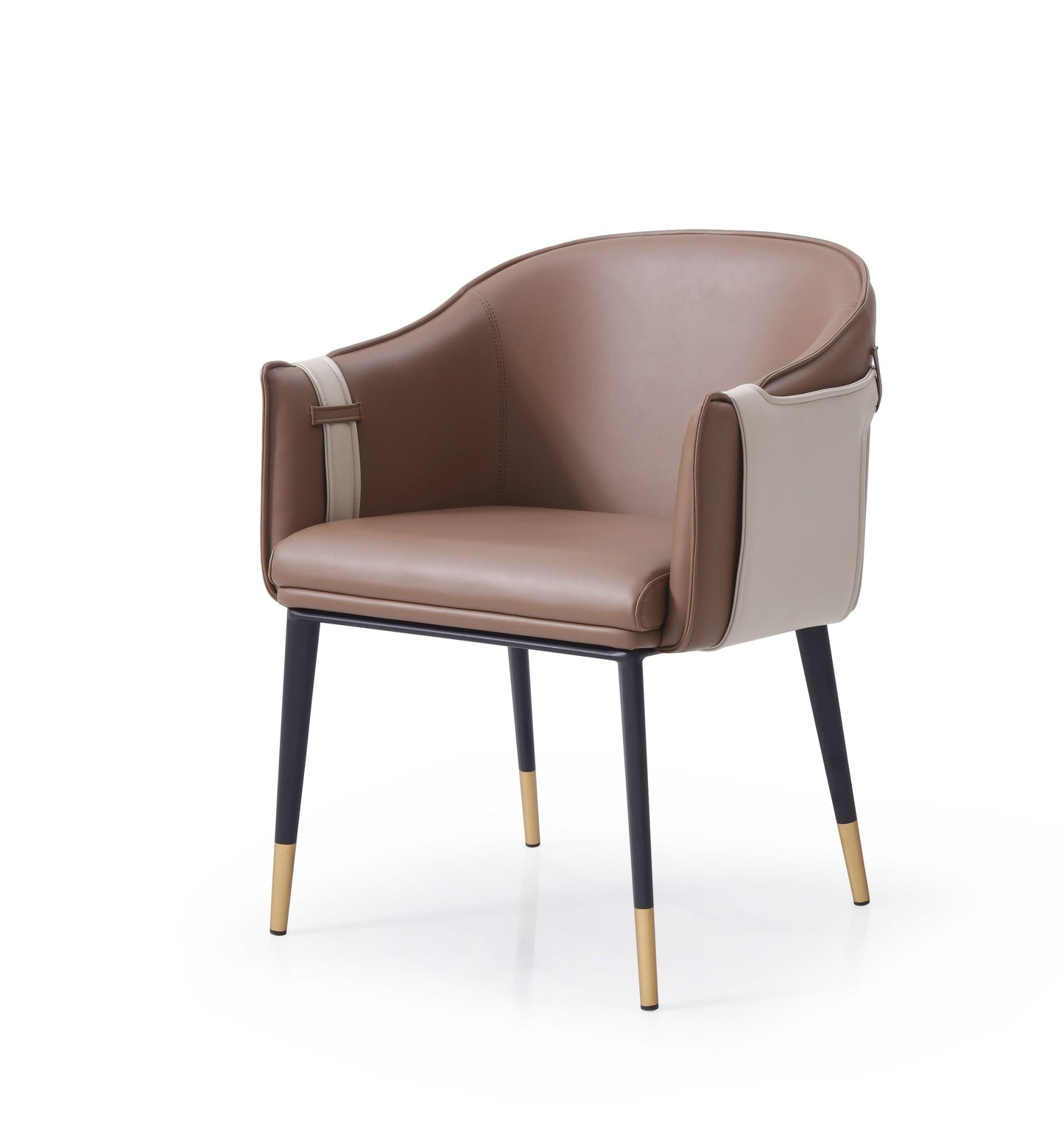 Modrest Calder - Modern Brown & Beige Vegan Leather Dining Chair
