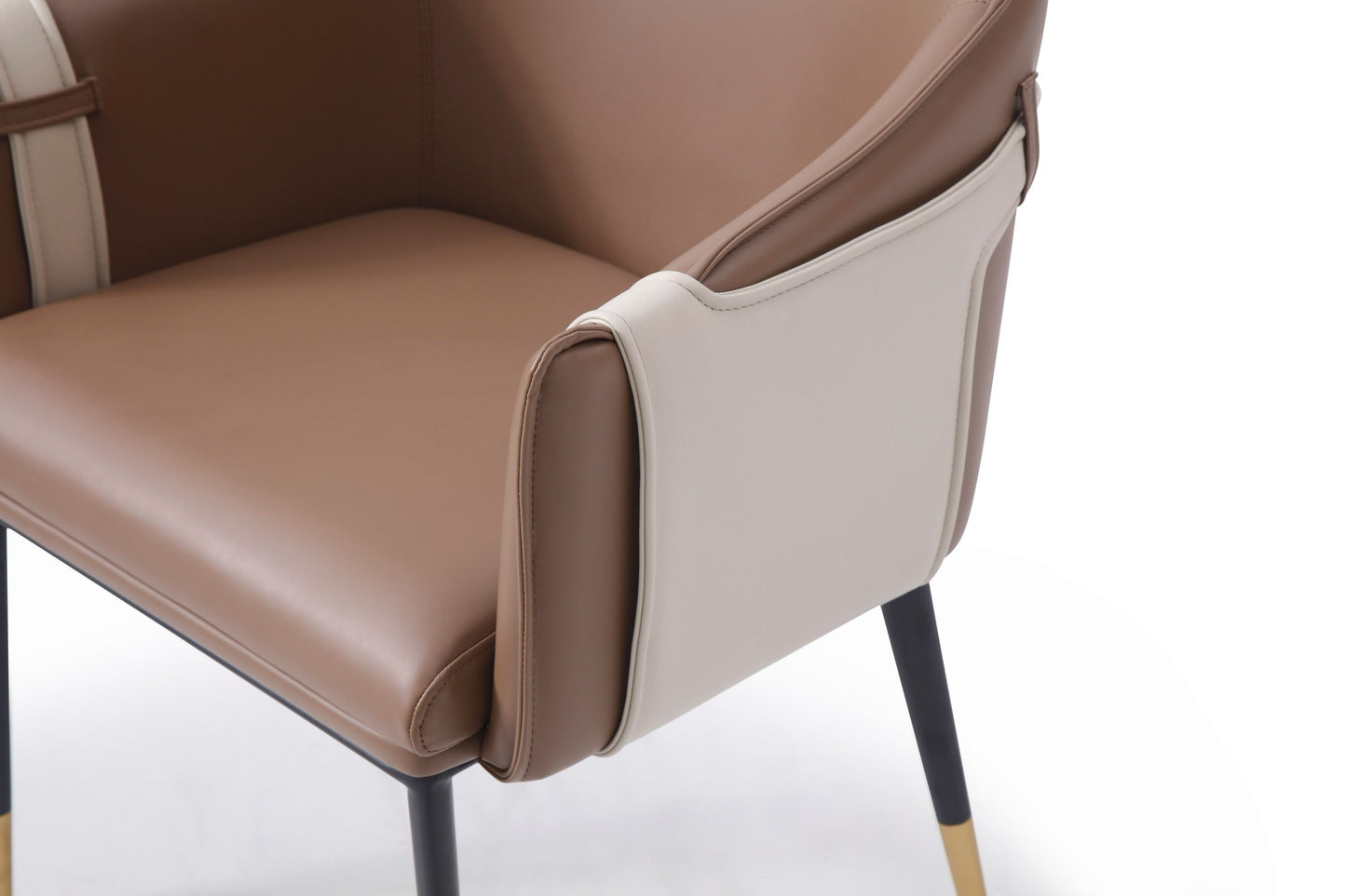 Modrest Calder - Modern Brown & Beige Vegan Leather Dining Chair