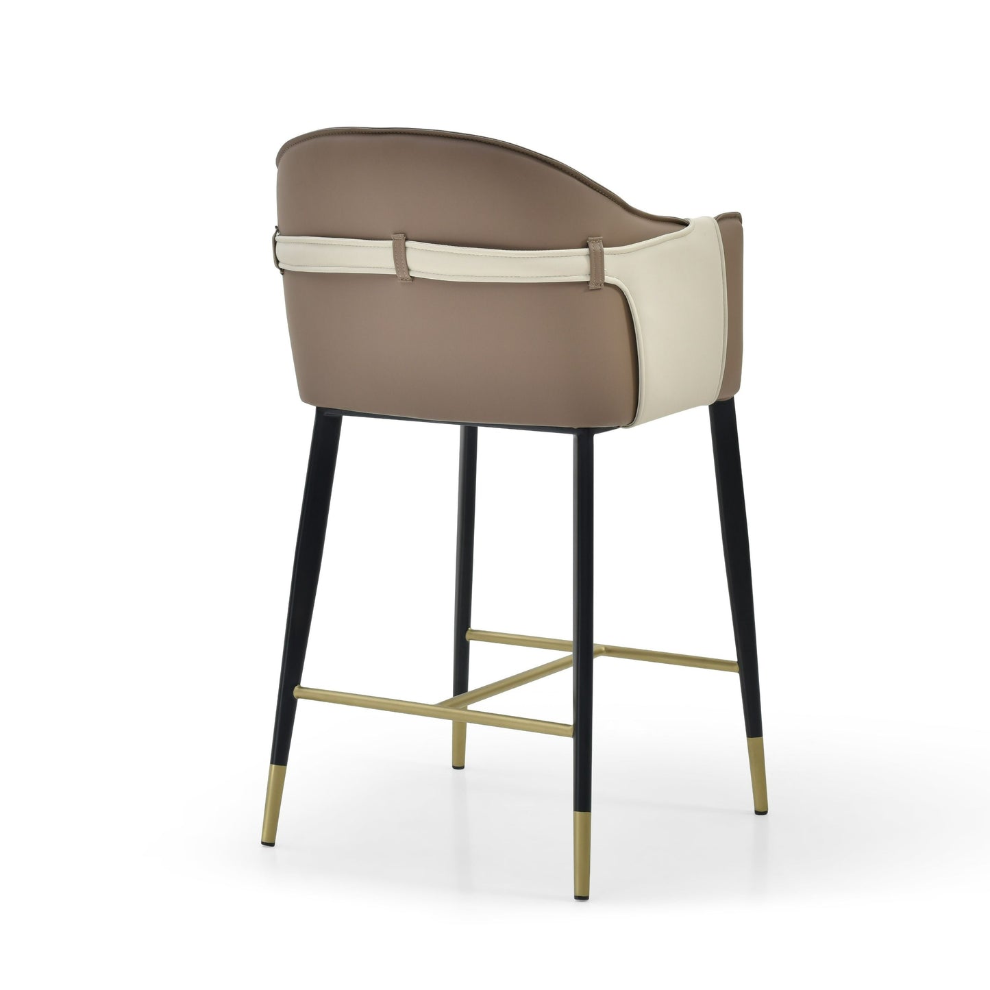 Shop Modrest Calder Modern Vegan Leather Counter Chair - Stylish Brown & Beige Design for Elegant Kitchens