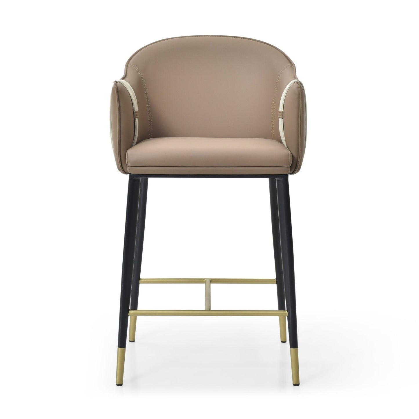 Shop Modrest Calder Modern Vegan Leather Counter Chair - Stylish Brown & Beige Design for Elegant Kitchens