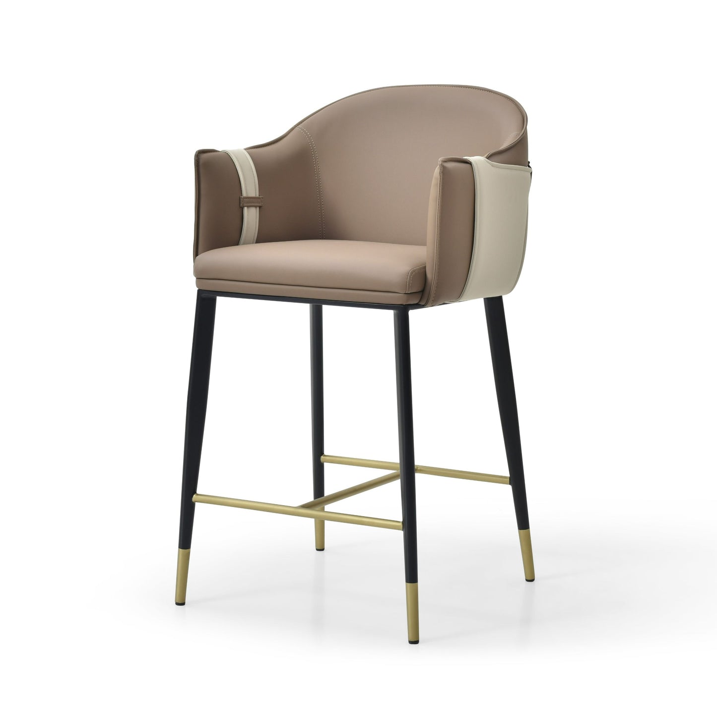 Shop Modrest Calder Modern Vegan Leather Counter Chair - Stylish Brown & Beige Design for Elegant Kitchens