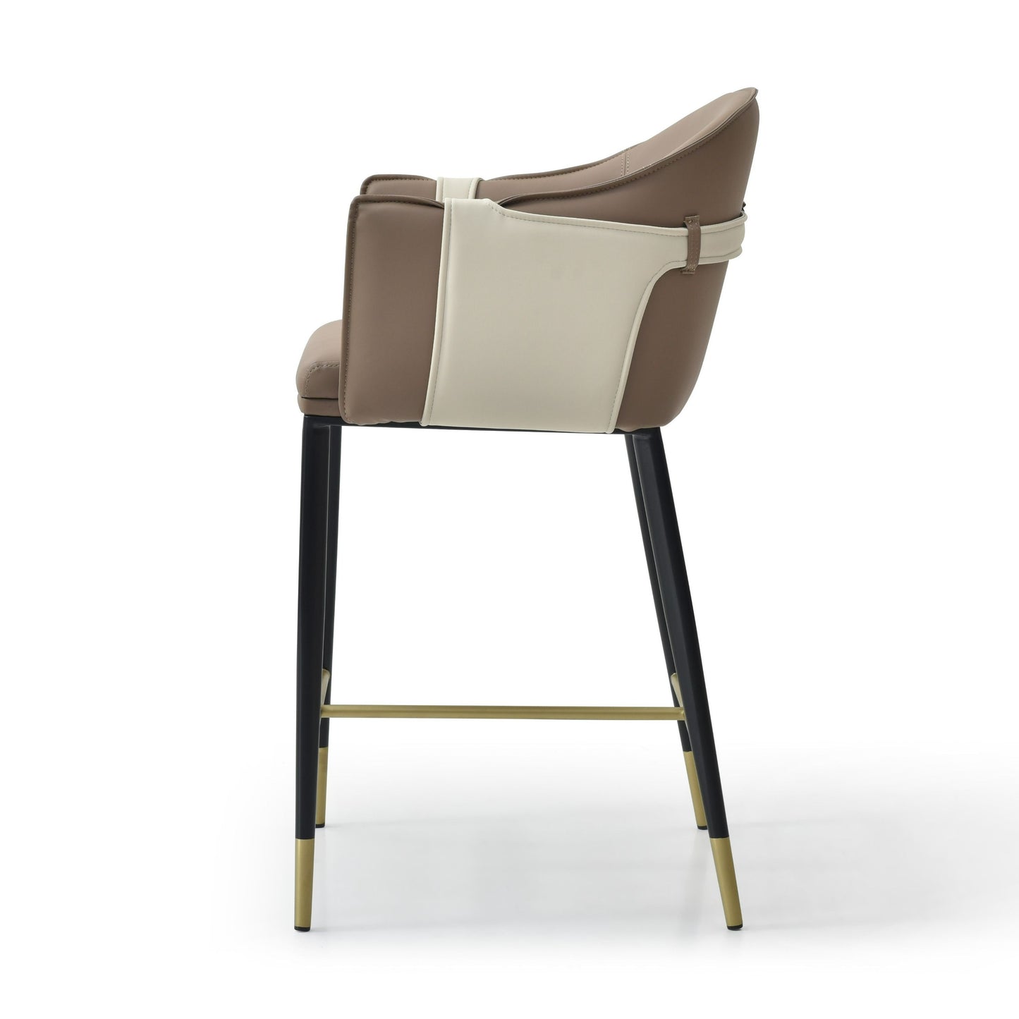 Shop Modrest Calder Modern Vegan Leather Counter Chair - Stylish Brown & Beige Design for Elegant Kitchens