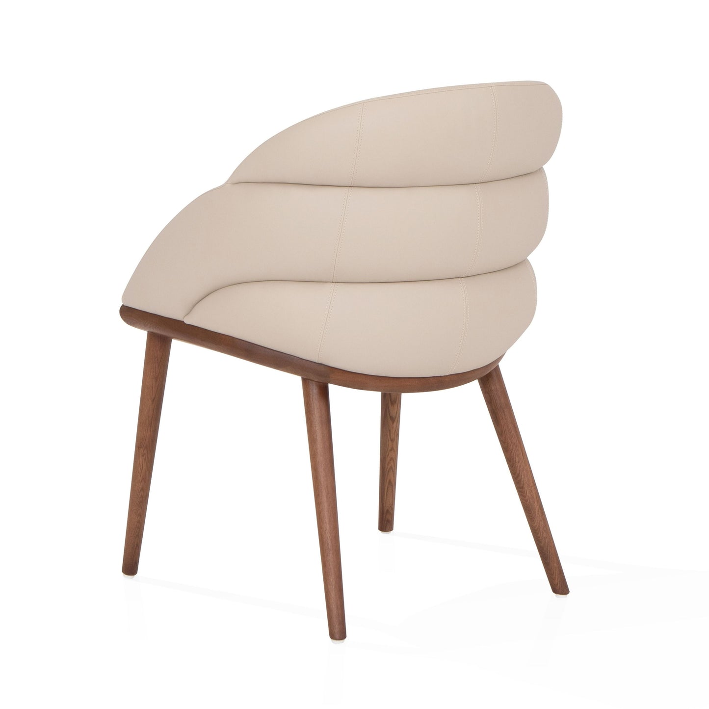 Modrest Michael Mid-Century Modern Beige Vegan Leather + Walnut Dining Chair - Comfortable and Elegant Seating for a Contemporary Dining Room