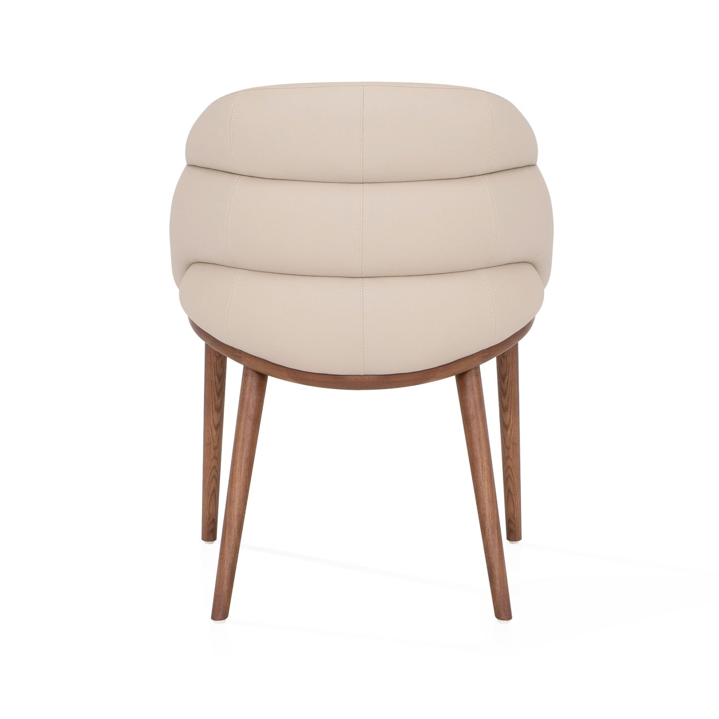 Modrest Michael Mid-Century Modern Beige Vegan Leather + Walnut Dining Chair - Comfortable and Elegant Seating for a Contemporary Dining Room