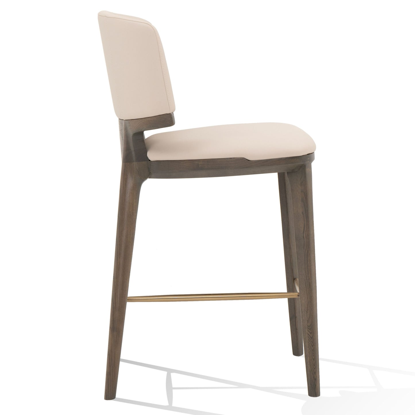 Modrest Calvary Mid-Century Modern Beige Vegan Leather + Grey Ash Counter Chair - Stylish and Comfortable Seating for a Contemporary Kitchen or Bar Area