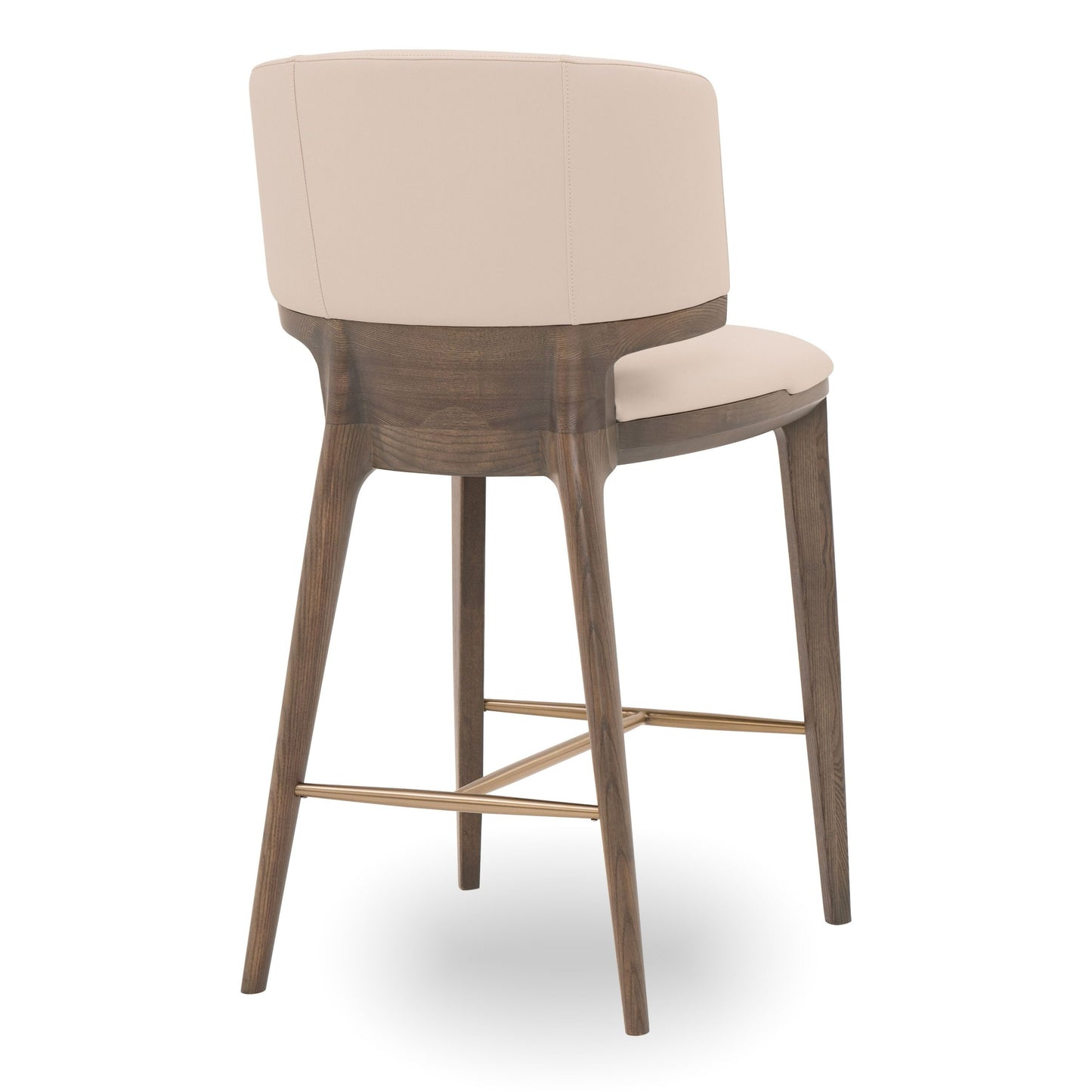Modrest Calvary Mid-Century Modern Beige Vegan Leather + Grey Ash Counter Chair - Stylish and Comfortable Seating for a Contemporary Kitchen or Bar Area