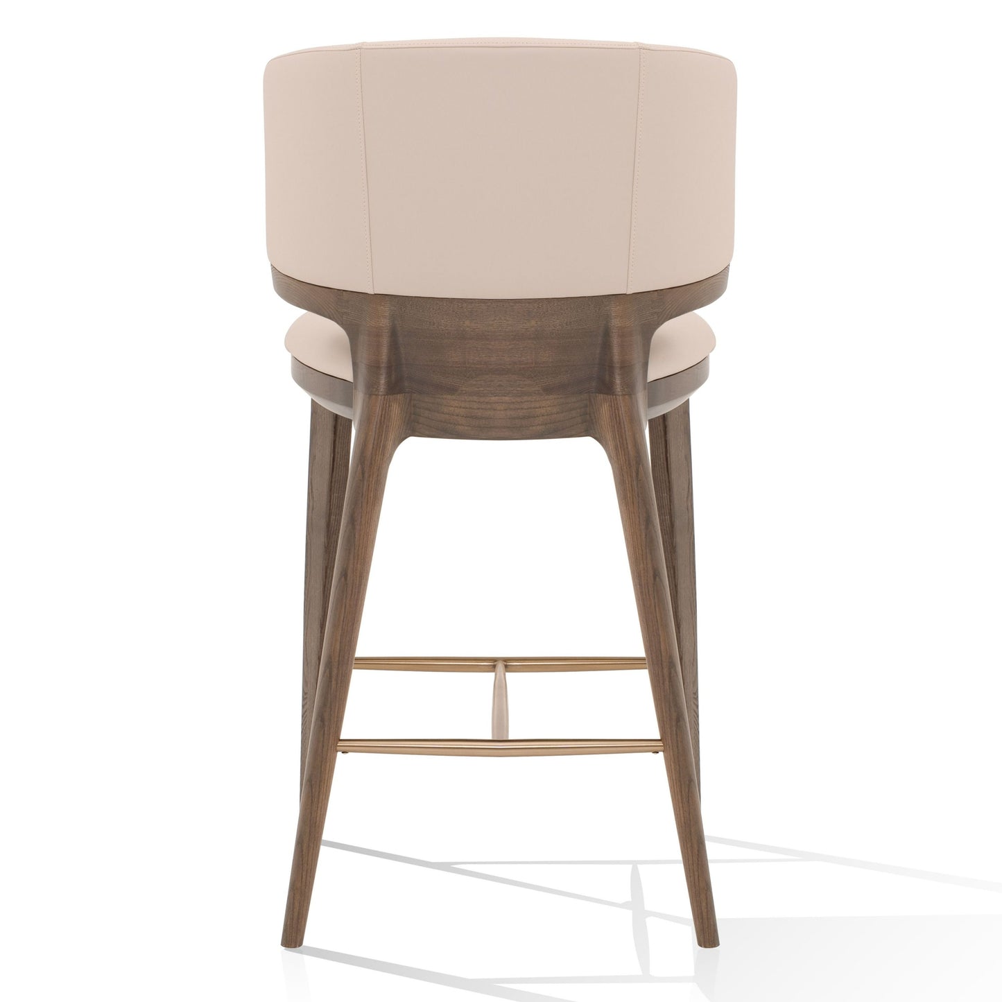 Modrest Calvary Mid-Century Modern Beige Vegan Leather + Grey Ash Counter Chair - Stylish and Comfortable Seating for a Contemporary Kitchen or Bar Area