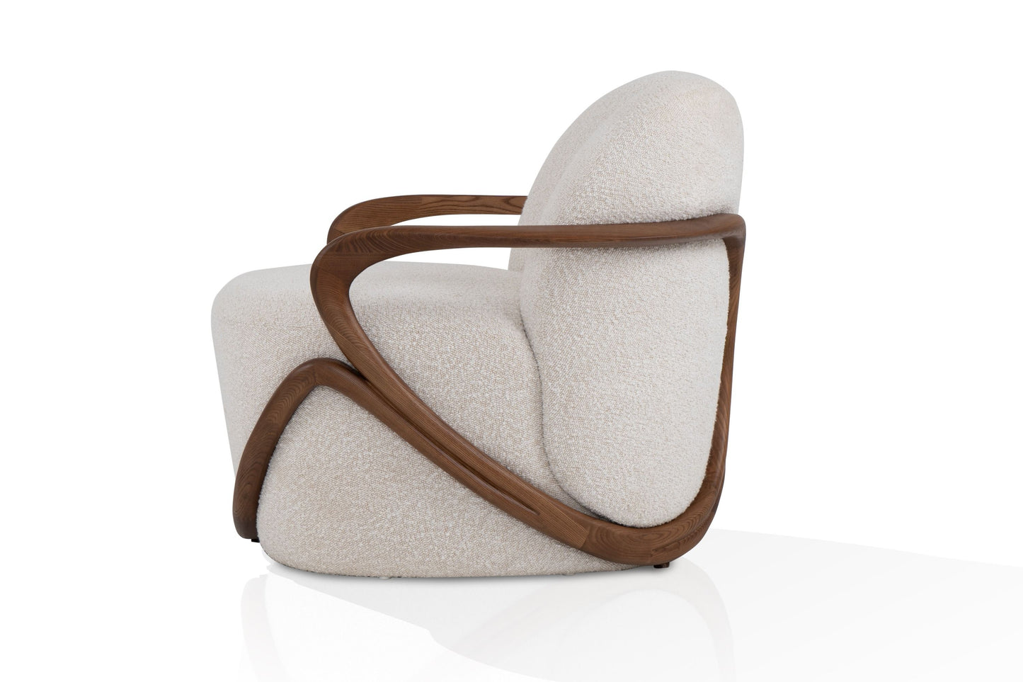 Modrest Fortuna Mid-Century Modern Off-White Fabric + Walnut Accent Chair - Stylish and Comfortable Seating for a Contemporary Living Space