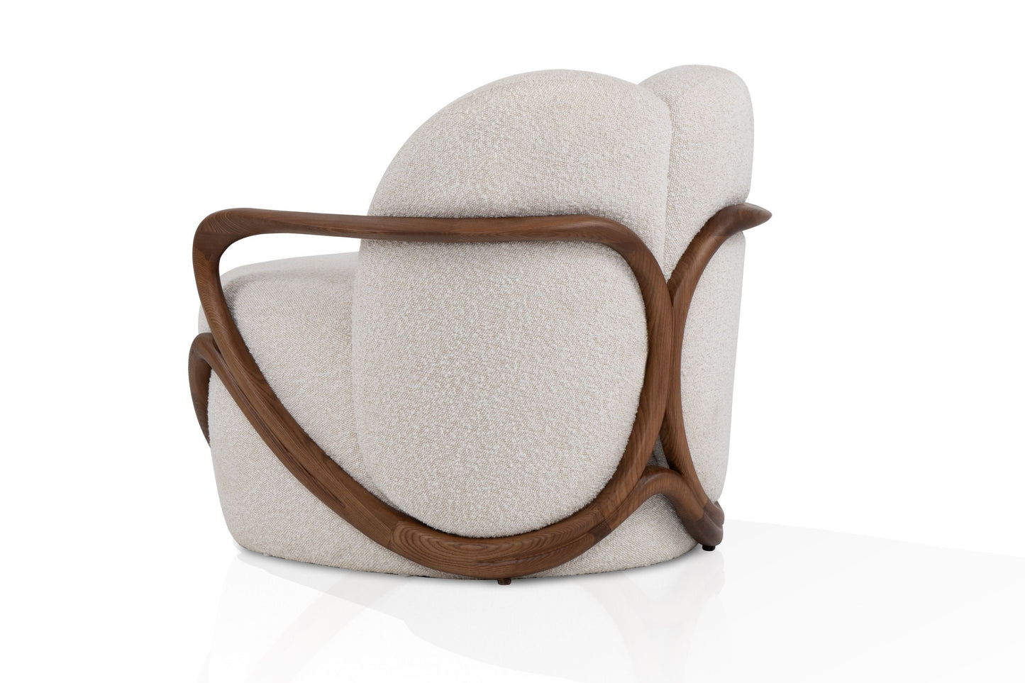 Modrest Fortuna Mid-Century Modern Off-White Fabric + Walnut Accent Chair - Stylish and Comfortable Seating for a Contemporary Living Space