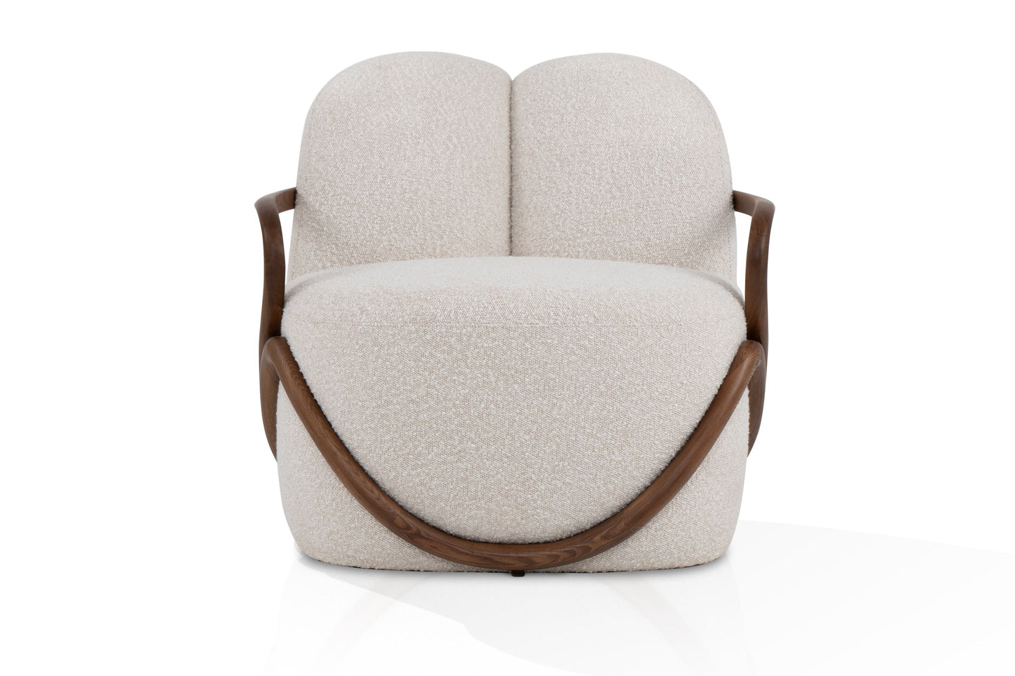 Modrest Fortuna Mid-Century Modern Off-White Fabric + Walnut Accent Chair - Stylish and Comfortable Seating for a Contemporary Living Space