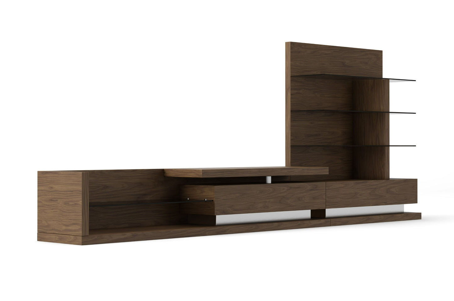 Modrest Jefferson Mid-Century Modern Walnut TV Unit - Stylish and Functional Entertainment Center for Your Living Room