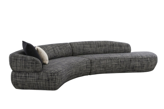 Divani Casa Lakota Modern Dark Grey Fabric Curved Sectional Sofa - Stylish and Comfortable Seating for Your Home