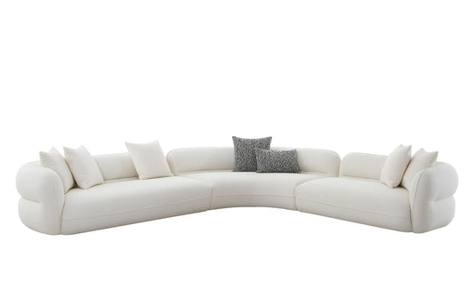 Divani Casa Drayton Modern Off-White Fabric Sectional Sofa - Elegant and Comfortable Living Room Seating