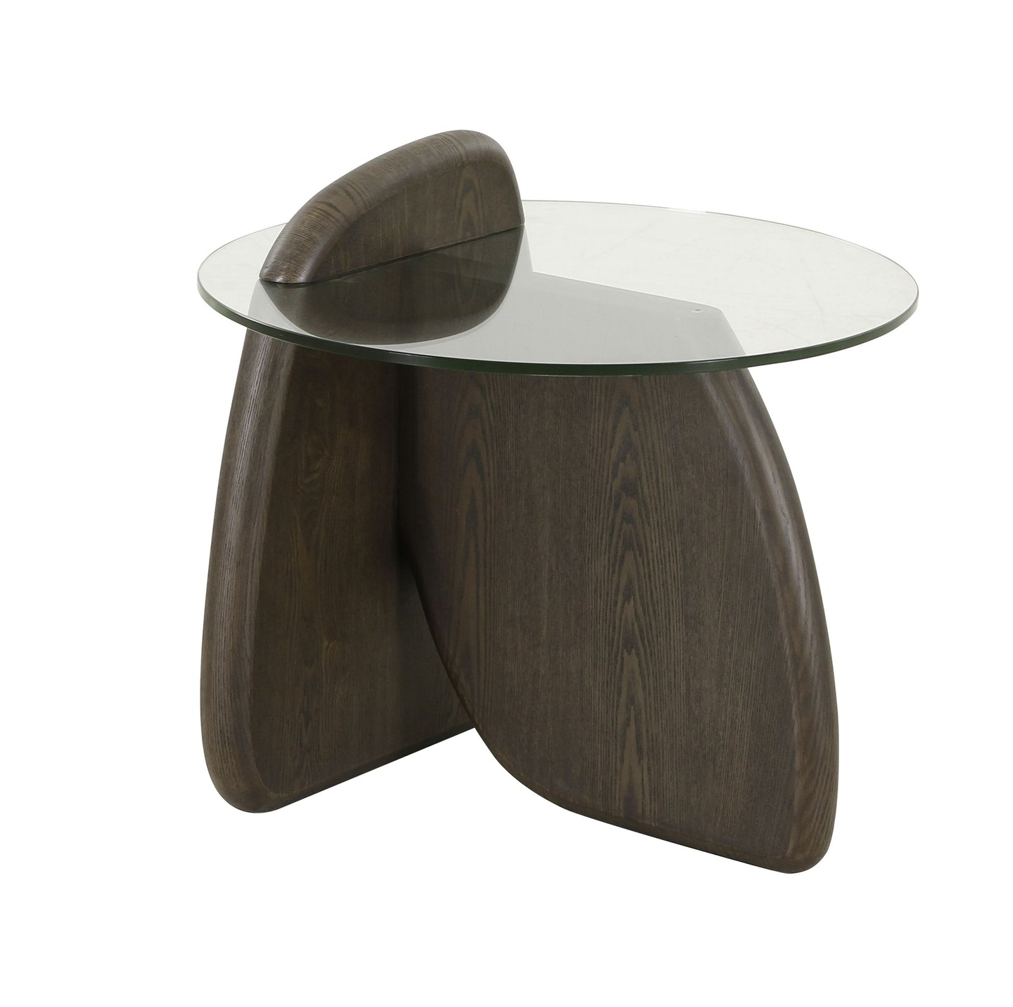 Modrest Buxton Mid-Century Modern Glass and Dark Walnut End Table β A Timeless Blend of Sleek Glass and Rich Walnut for a Sophisticated Touch