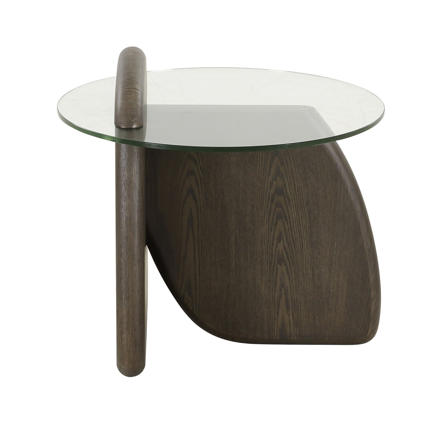 Modrest Buxton Mid-Century Modern Glass and Dark Walnut End Table β A Timeless Blend of Sleek Glass and Rich Walnut for a Sophisticated Touch