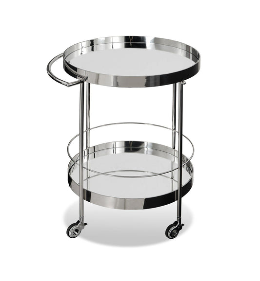 Modrest Jeeves - Modern Stainless Steel + Mirror Rolling Cart β A Sleek and Functional Accent for Stylish Entertaining