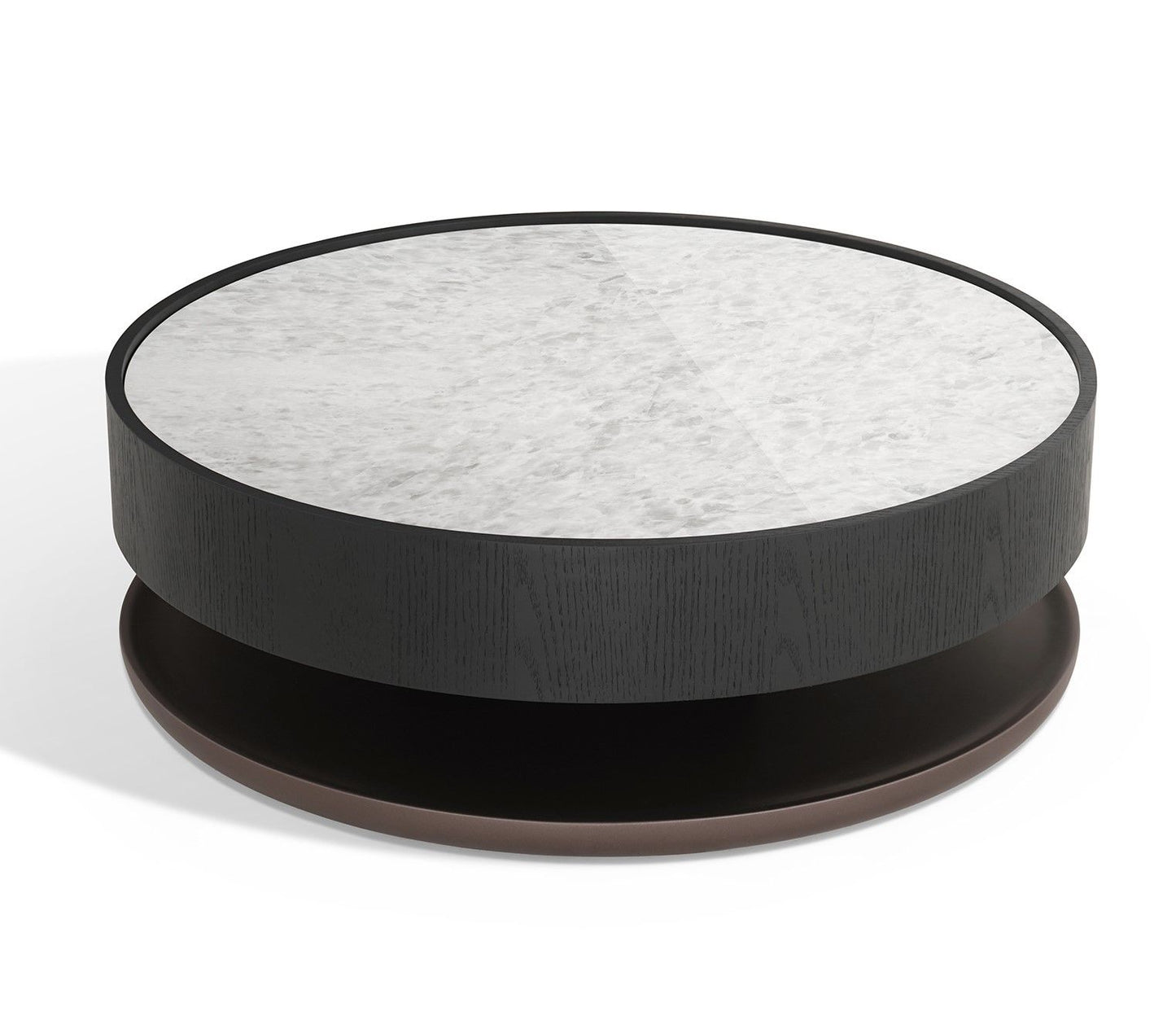 Modrest Miranda - Modern Ceramic + Black Oak Round Coffee Table β A Sophisticated Blend of Durability and Contemporary Elegance